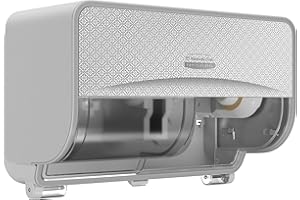 Kimberly-Clark Professional ICON Coreless Standard Roll Horizontal Toilet Paper Dispenser 2 Roll (53698), with Silver Mosaic Design Faceplate, 7.9" x 12.4" x 6.42" (Qty 1)