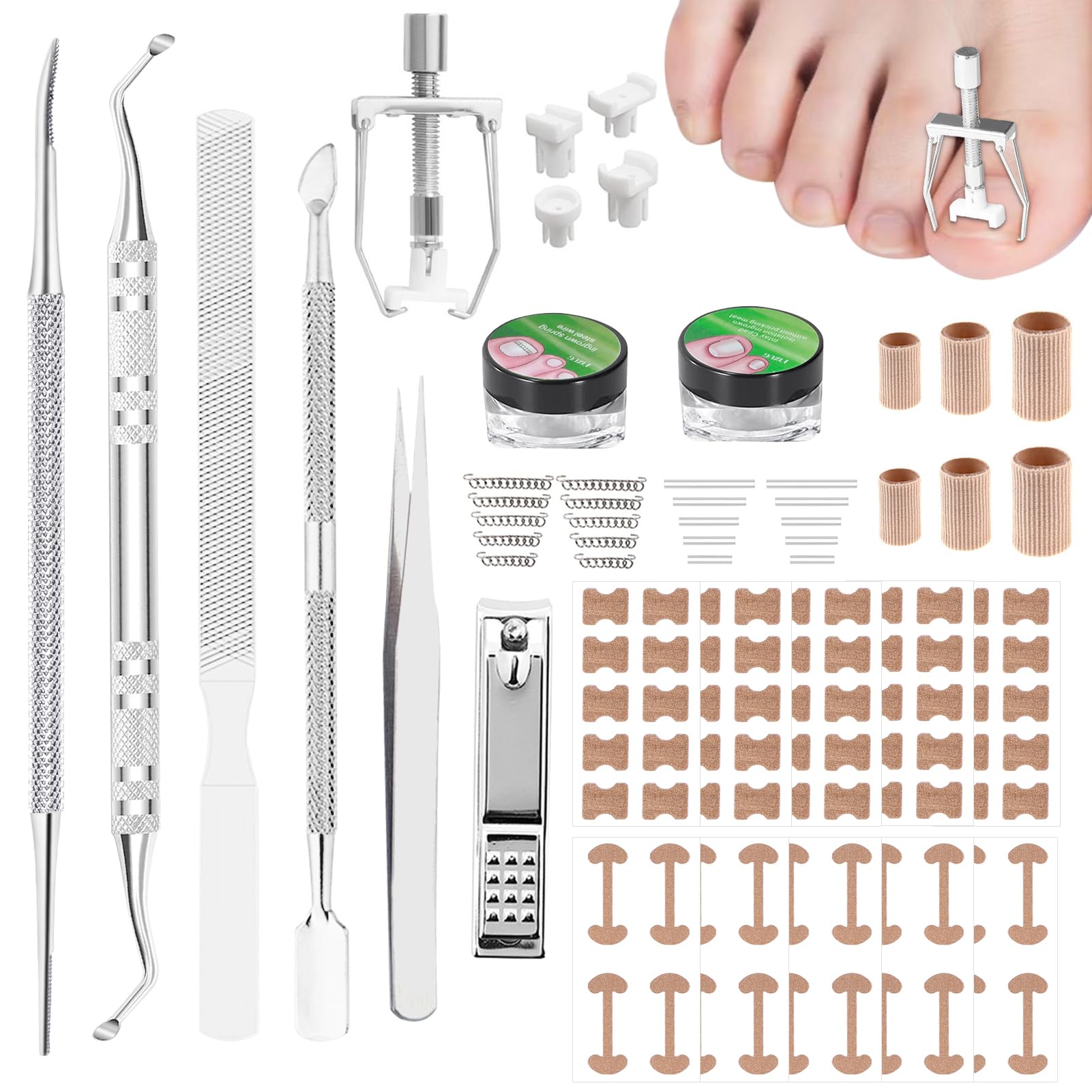 Joycabin Ingrown Toenail Removal Kit, Ingrown Toenail Treatment, Toenail Correction Patch, Ingrown Toenail Correction for Nail Fungus Foot Care Nail Clippers Set for Ingrown Toenails