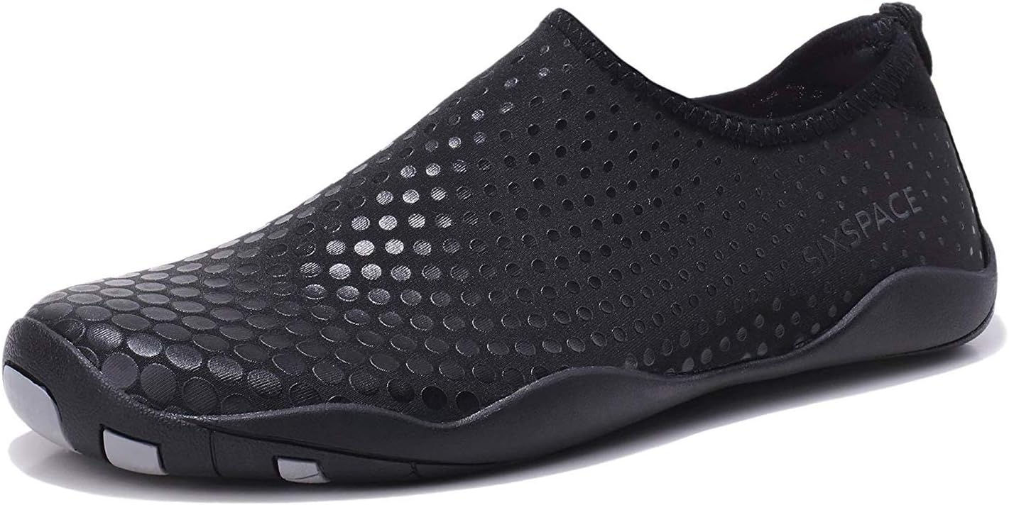 Beach Shoes Mens Womens Swim Shoes Breathable Lightweight Ladies Water Shoes with Drainage Holes for Kayaking Surfing Swimming Diving Pool Beach Lake Aerobics Sports, White, Size 6.5 UK/40EU