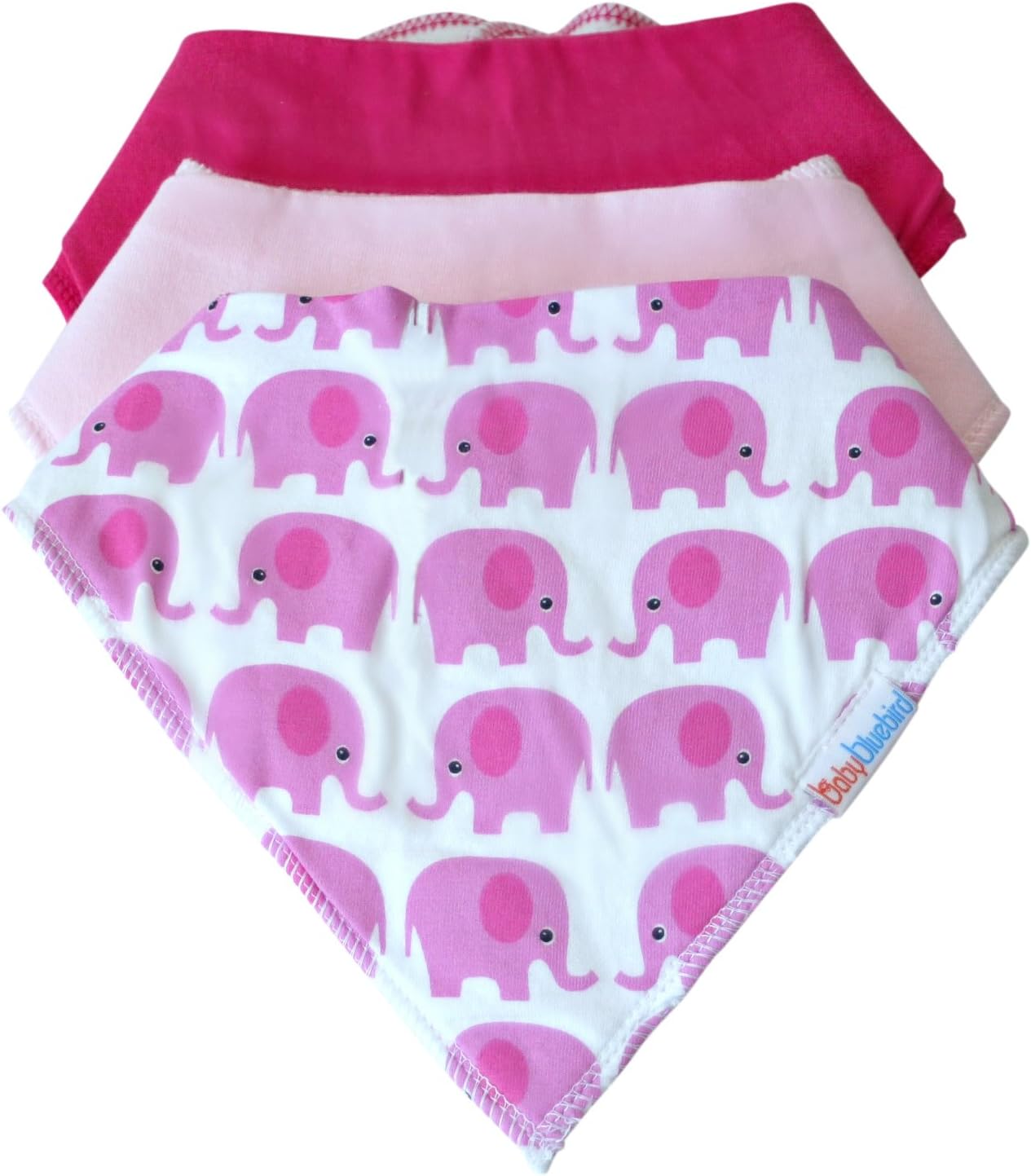 Super Soft Bandana Baby Drool Bibs, 3-Pack - Pink Baby Elephant Gift Set