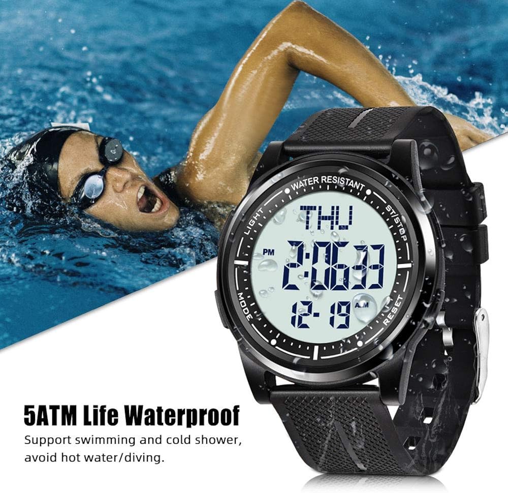 WIFORT Mens Watches Waterproof for Sports Digital Watch for Men Ultra-Thin & Wide Angle Vision Military Watch - Image 4