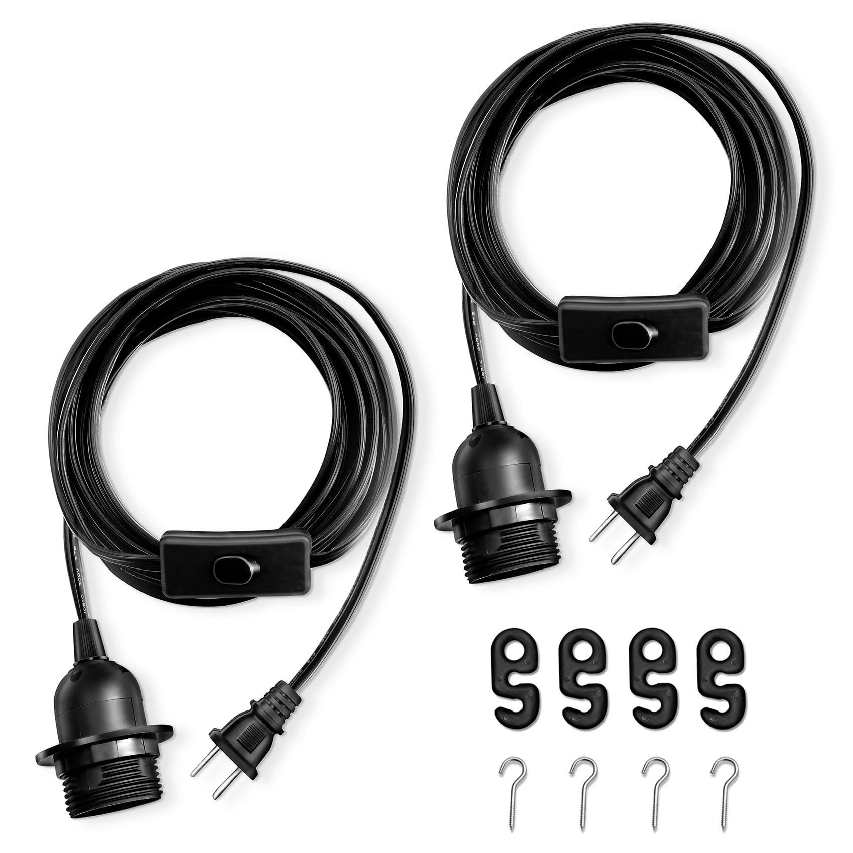 Photo 1 of AdiyZ Pendant Light Cord - 10 Feet Hanging Light Bulb with Plug in Cord - 2 Pack Lamp Cord E26 Light Socket with Wire Black Extension Chandelier Lantern Cable with On/Off Switch (No Bulb Included)