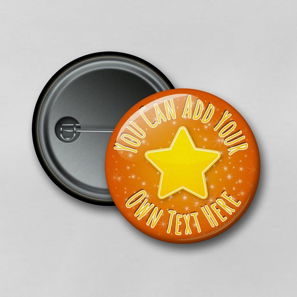 Curved Banana Ltd Personalised Superstar High Resolution Safety Pin Badge - Size: 5.8cm