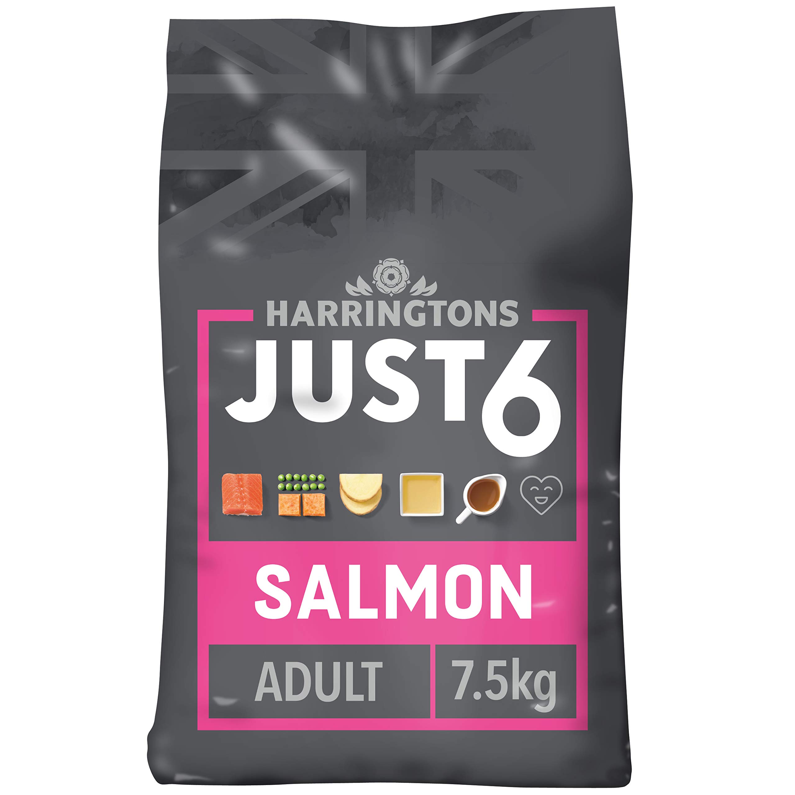 Harringtons Just 6 Slow Baked Complete Grain Free Salmon and Sweet Potato Dry Dog Food, 7.5 kg