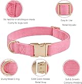 YUDOTE Ultra-soft Dog Collar Natural Cotton Corduroy Small Dogs Rosy Pink view 3