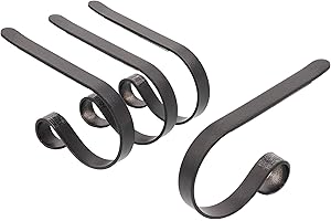 Haute Decor The Original MantleClip Stocking Holder- 4 Pack (Matte Black) - Hang Christmas Stockings Safely and Securely from Mantels Up to 3 Inches Thick