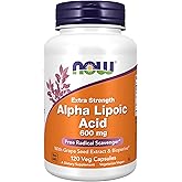 NOW Foods Supplements, Alpha Lipoic Acid 600 mg with Grape Seed Extract & Bioperine®, Extra Strength, 120 Veg Capsules