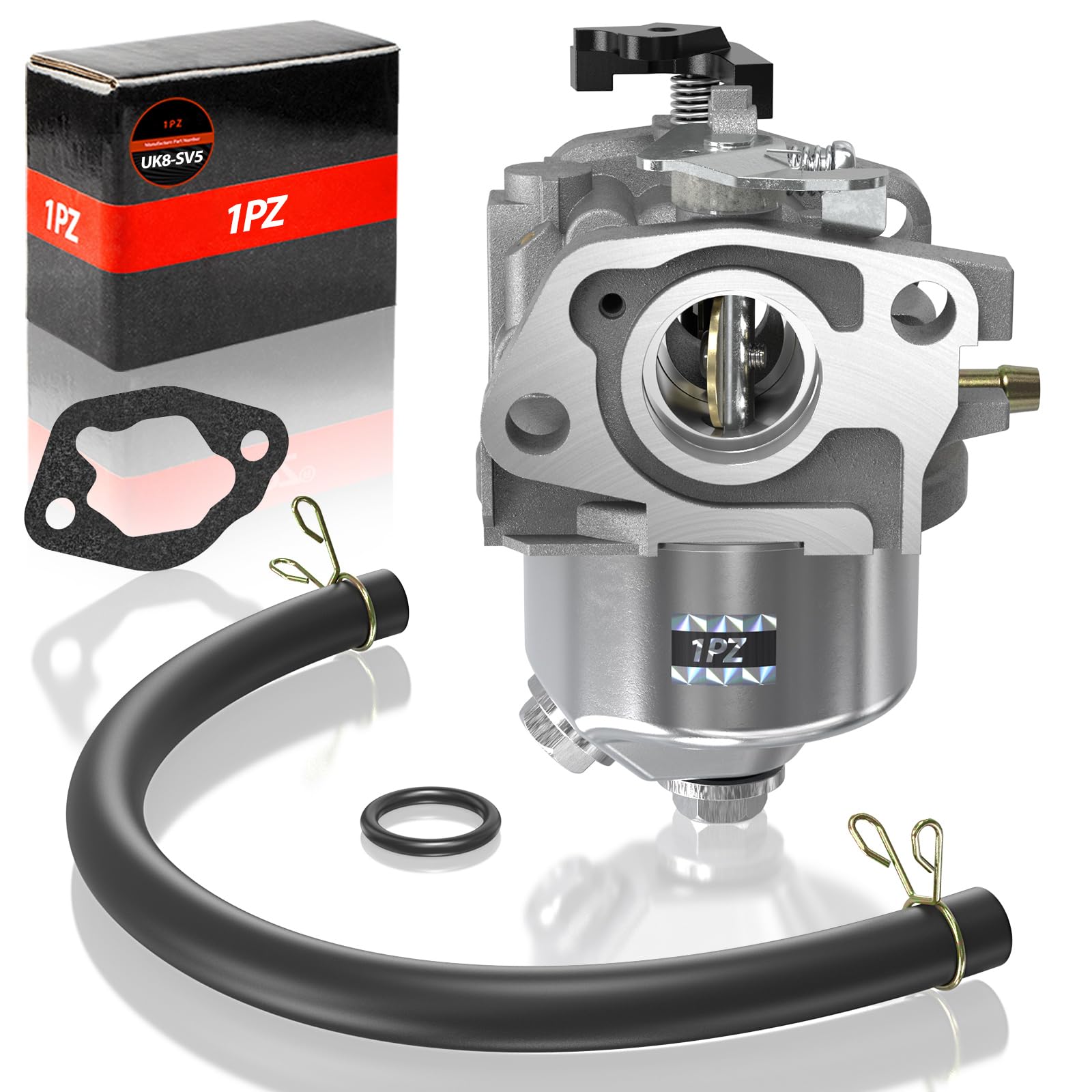 1PZ UK8-SV5 Carburetor Kit Replacement for Mountfield Champion Engine SV150 RV150 M150 RM45 V35 V40 Petrol Lawnmower with Mounting Gasket O-ring and Fuel Tube