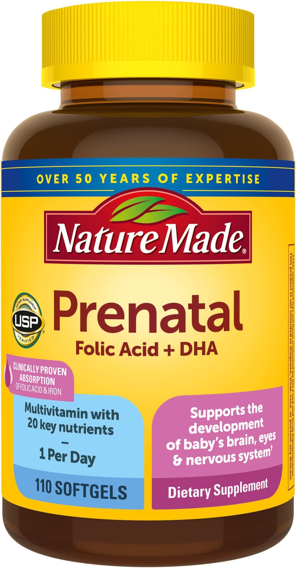 Nature Made Prenatal with Folic Acid + DHA, Prenatal Vitamin and