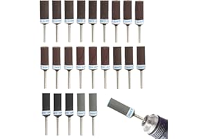 FUKAISU 24pcs 180-2000 Grit Sanding Drums for Dremel Rotary Tool, Sandpaper Sticks Set for Dremel Rotary Tool Drum Sander Set Fit Metal Plastic Wood Grinding Polishing