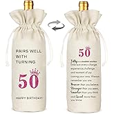 TBITON 50th Birthday Gifts for Woman's, Funny 50 Year Old Birthday Gifts Wine Bag Party Decor, Birthday Wine Bags for Mom Wife Friend Sister Her Coworker (Pink-50th)