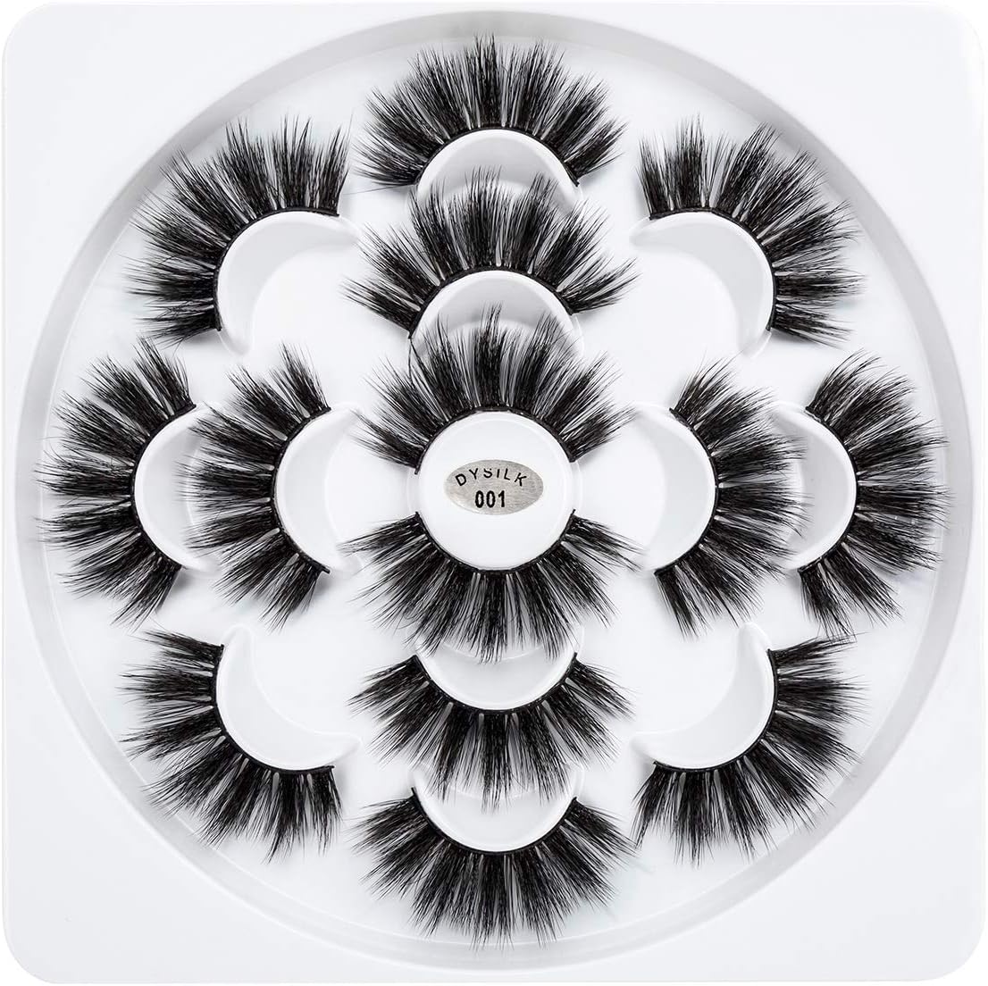 DYSILK False Eyelashes Mink 6D Fake Eyelashes Wispies Dramatic Look Eyelashes Pack Makeup Long Handmade Soft Thick Lashes Extension Fluffy Reusable