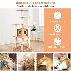 Tangkula Tall Cat Tree, 69-Inch Modern Cat Tower