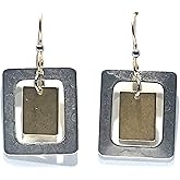 Silver Forest Hammered Rectangle Duo Pierced Earrings NE-2401