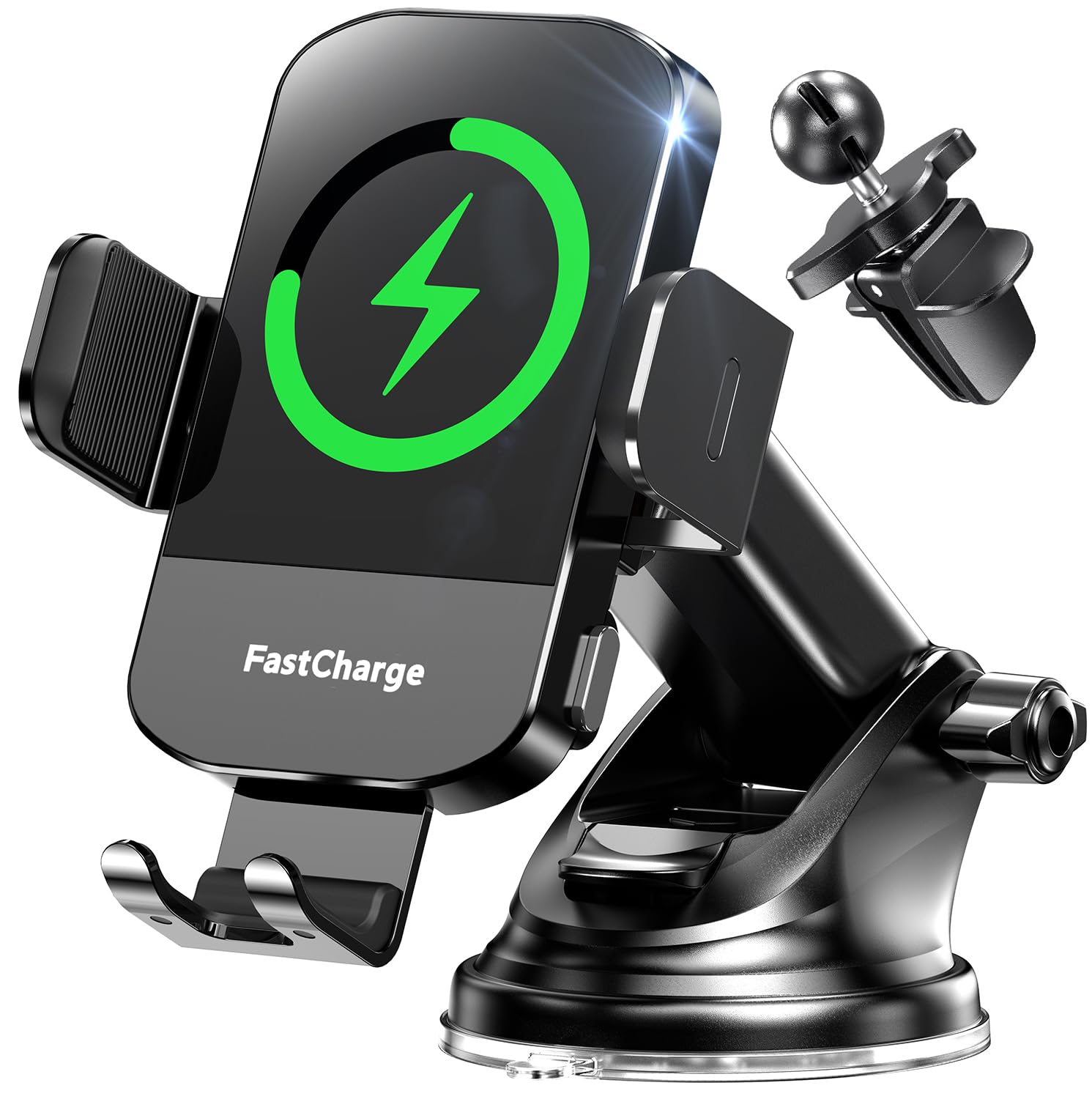 CHGeek Wireless Car Charger, 2026 Upgrade 15W Fast Charging Auto Clamping Car Phone Holder Charger, Phone Holders for car Mount, fit for iPhone 17 16 15 14 13 Mini Pro Max XR,Samsung Galaxy S25 Ultra