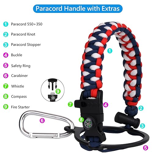 Wide Mouth Waterfit Paracord Flask Lead Iron Flask Paracord Handle