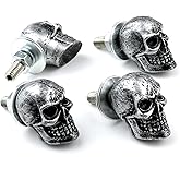 Bashineng Skull License Plate Screws Universal Car Truck Motorcycle License Plate Frames Bolts Fasteners 4 Pack Trim Replacement Kit (Silver)