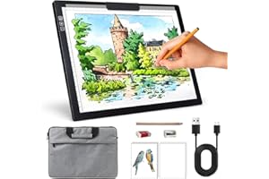 ZOCELIGHT Rechargeable A4 Light Box with Padded Case,led Light pad with Built-in Stand & Clip,6 Levels of Brightness lightbox for tracing,Diamond Painting.Light Table for Artists,Drawing,Sketching,Animation