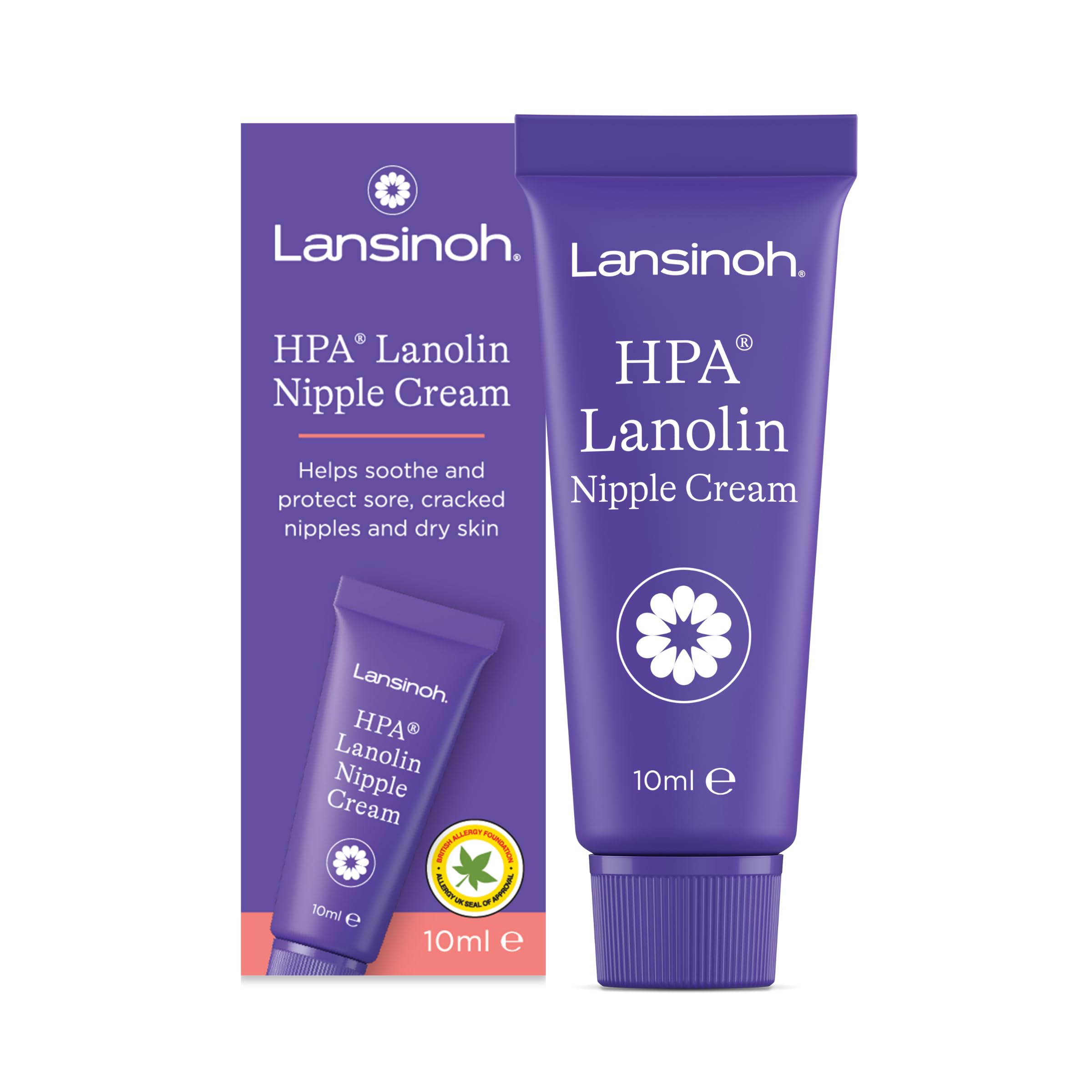 Lansinoh HPA Lanolin Nipple Cream - 10ml - Sore Nipples Cracked Skin Breast Feeding 100% Natural Hypoallergenic Tasteless & Odourless BPA BPS-free Breastfeeding Hospital Bag Maternity Essentials