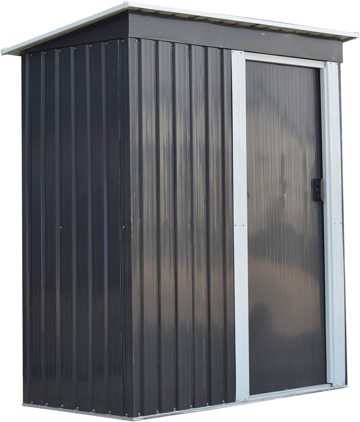 Ainfox Storage Shed, Lawn Garden Toolsheds Durable Paint Finish Steel Backyard Garden Black