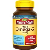 Nature Made Algae Oil Omega 3 Supplement 540mg, 70 Veggie Softgels | Omega 3 Fish Oil Alternative, Sustainable, 100% Plant-Based Omega-3s for Healthy Heart, Brain, and Eye Support, 35 Day Supply
