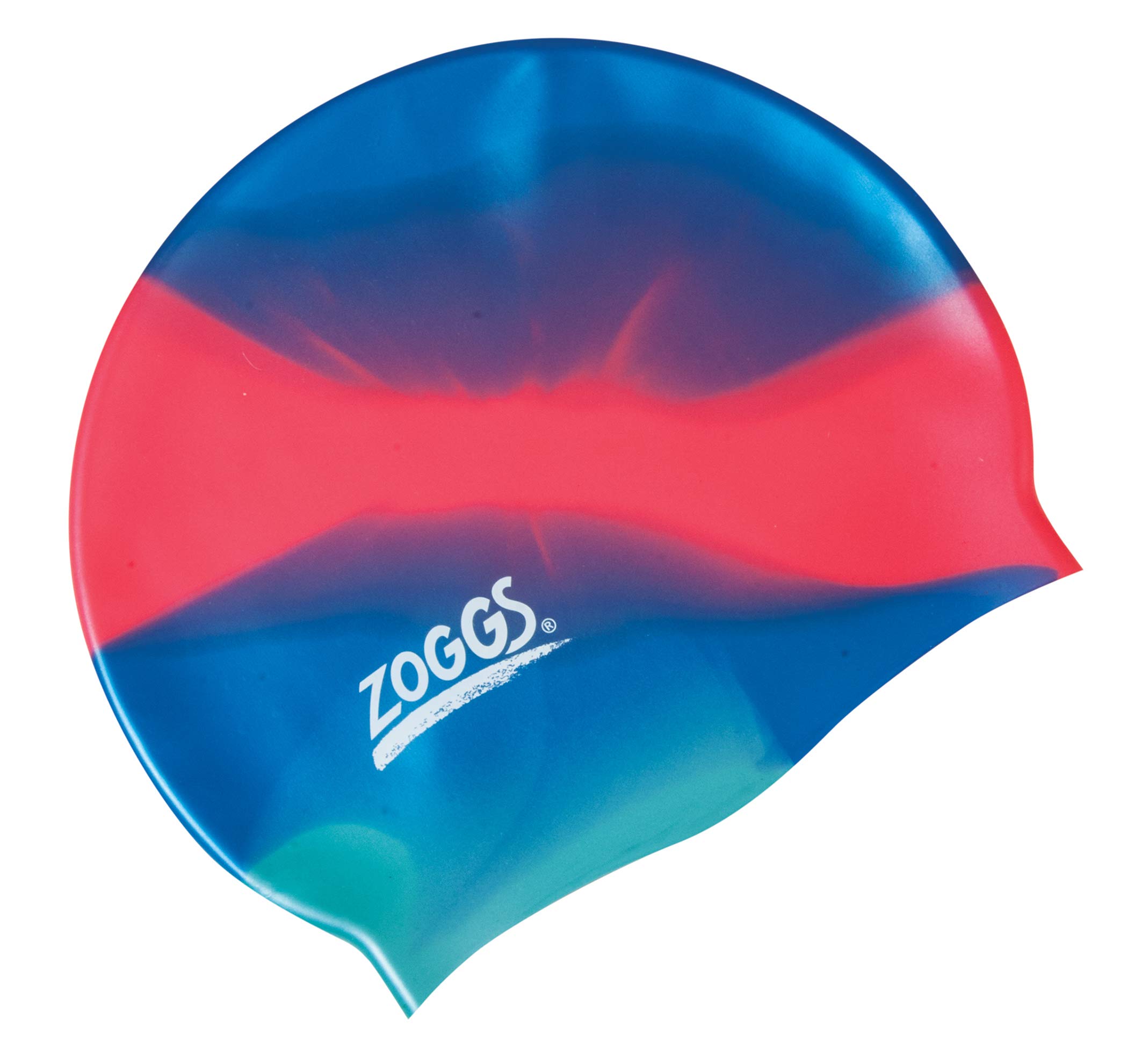 Zoggs Unisex Child Junior Silicone Multicolour Swimming Cap - Blue/Red/Aqua, 6-14 years