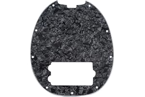Musiclily 9 Hole Bass Pickguard for MusicMan MM StingRay 4 String Bass Guitar, 4Ply Black Pearl