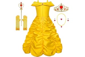 knemmy Princess Costume Dresses for Girls Costumes Halloween Cosplay Birthday Outfit Yellow