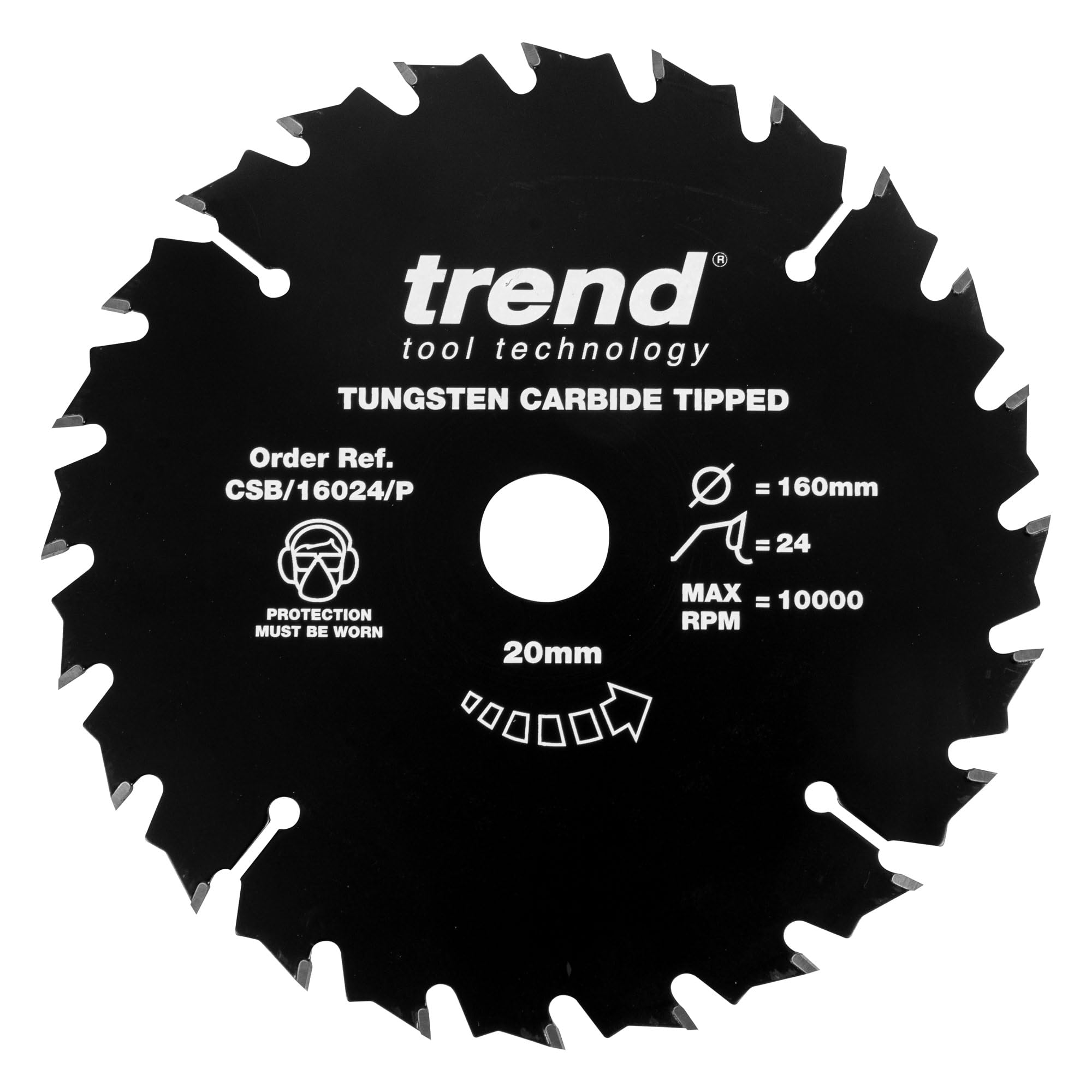 Trend Wood PTFE Circular Saw Blade, 160mm Diameter, 20mm Bore, 24 Teeth, TCT, 2.2mm Kerf, CSB/16024/P