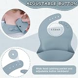vacvad 11Pcs Baby Weaning Set Silicone Tableware Blue Suction Bib Cup view 6
