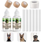 Mysora Doberman Ear Posting Kit, Dog Ear Glue for Pet Training | 2 Pack Liquid Dog Ear Bonding Cement (60ml Each） + 6 Stand Up Support Posts + 3 Elastic Tapes + 1 Non Woven Tape
