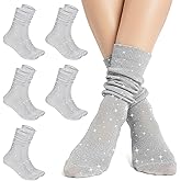 Qulkws 5 Pairs Women's Novelty Glitter Ankle Socks Shiny Metallic Glitter Crew Socks Novelty Casual Sock Retro Bling Ankle Sock for Women Girls