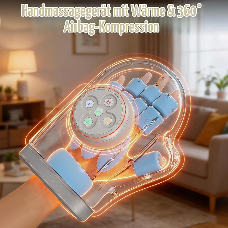 Wireless Handmassagegerät Grau, Wärme, 3 Modi & 5 Intensitätsstufen