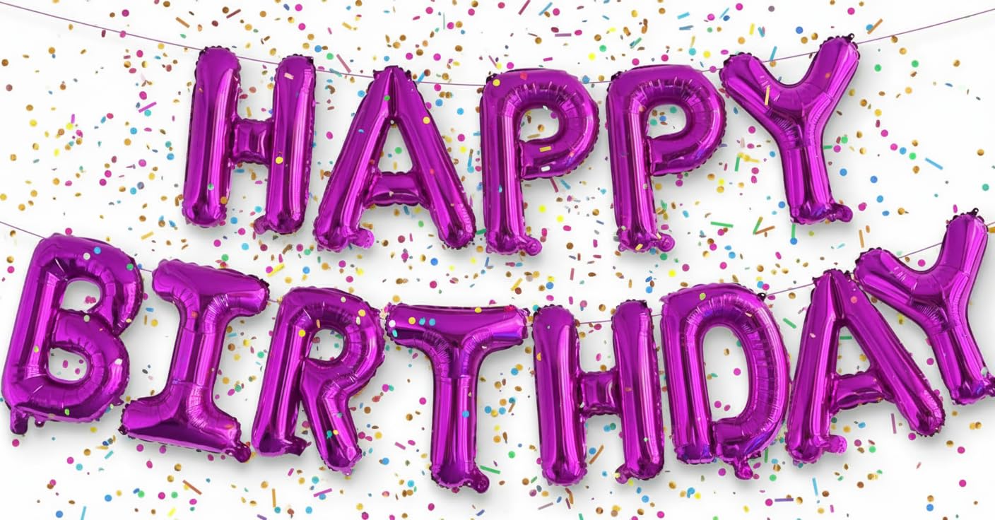 Photo 1 of ****4 PACK**HOUSE OF PARTY Happy Birthday Balloon - 16 inch | Pink Mylar Foil Birthday Balloons Banner, Pink Party Decorations for Girls, Women