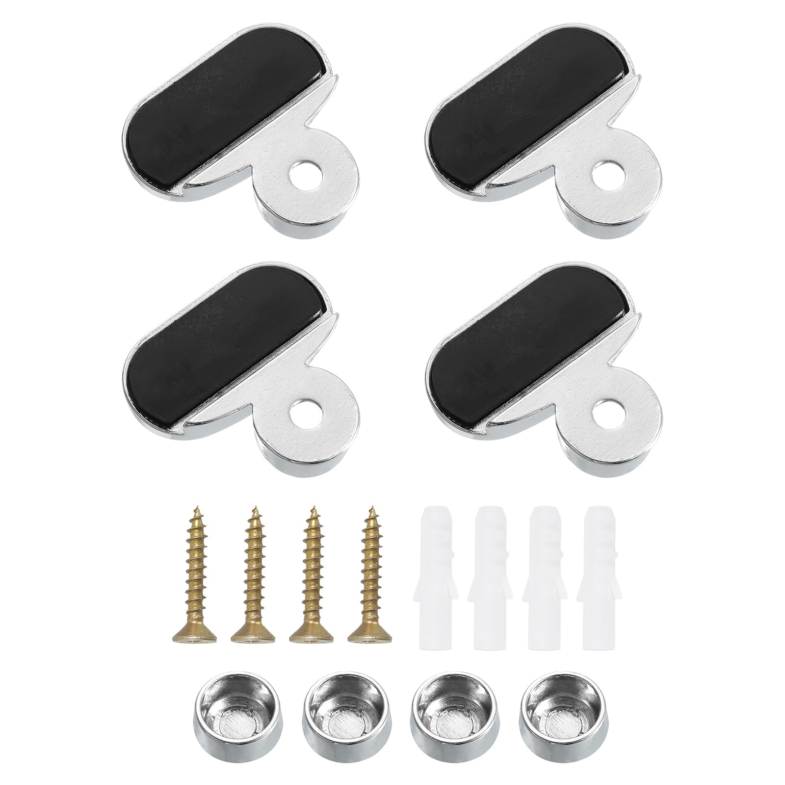 PATIKIL Mirror Clip, 4 Pcs Zinc Alloy Mirror Mounting Clip Clamps Kit Fixing Oval Holder Brackets for 3-5mm Thick Glass in Bathroom Bedroom, Silver