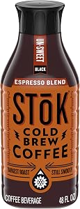 SToK Cold Brew Coffee, Espresso Blend, Dark Roast Brewed Low and Slow, Unsweetened, Black Coffee, 48 FL OZ Bottle