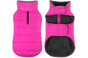 Petglad Dog Winter Coat, Waterproof Dog Jacket with Leash Hole, Reflective Adjustable Pet Snow Vest, Warm Fleece Sweater for Small Medium Large Dogs - Pink, XL