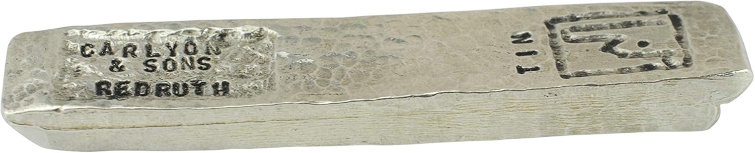Tin Ingot 100% Pure Tin - Carlyon & Sons Redruth Brand 54 grammes, Off-white