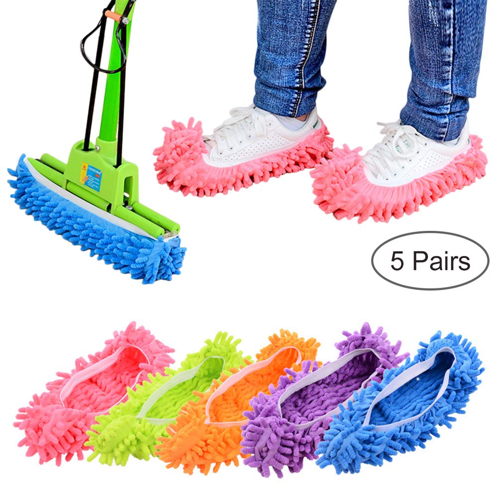 Lanting Dusting Mop Slippers, 5 Pairs Microfiber Sweeping Slippers