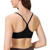 Ultra-Soft Bamboo Viscose Y Back Sports Bras for Women | Light Support, Unpadded Shelf Lining, Spaghetti Straps, For Yoga, Pilates, Stretching, Walking &amp; Workouts