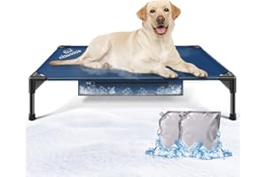 clawsable Indoor Instant Cooling Elevated Dog Bed for Small Medium Large Dogs, 8-12H Long-Lasting Cooling Pack, Raised Lifted Bed Mat Cot Hammock Off Ground