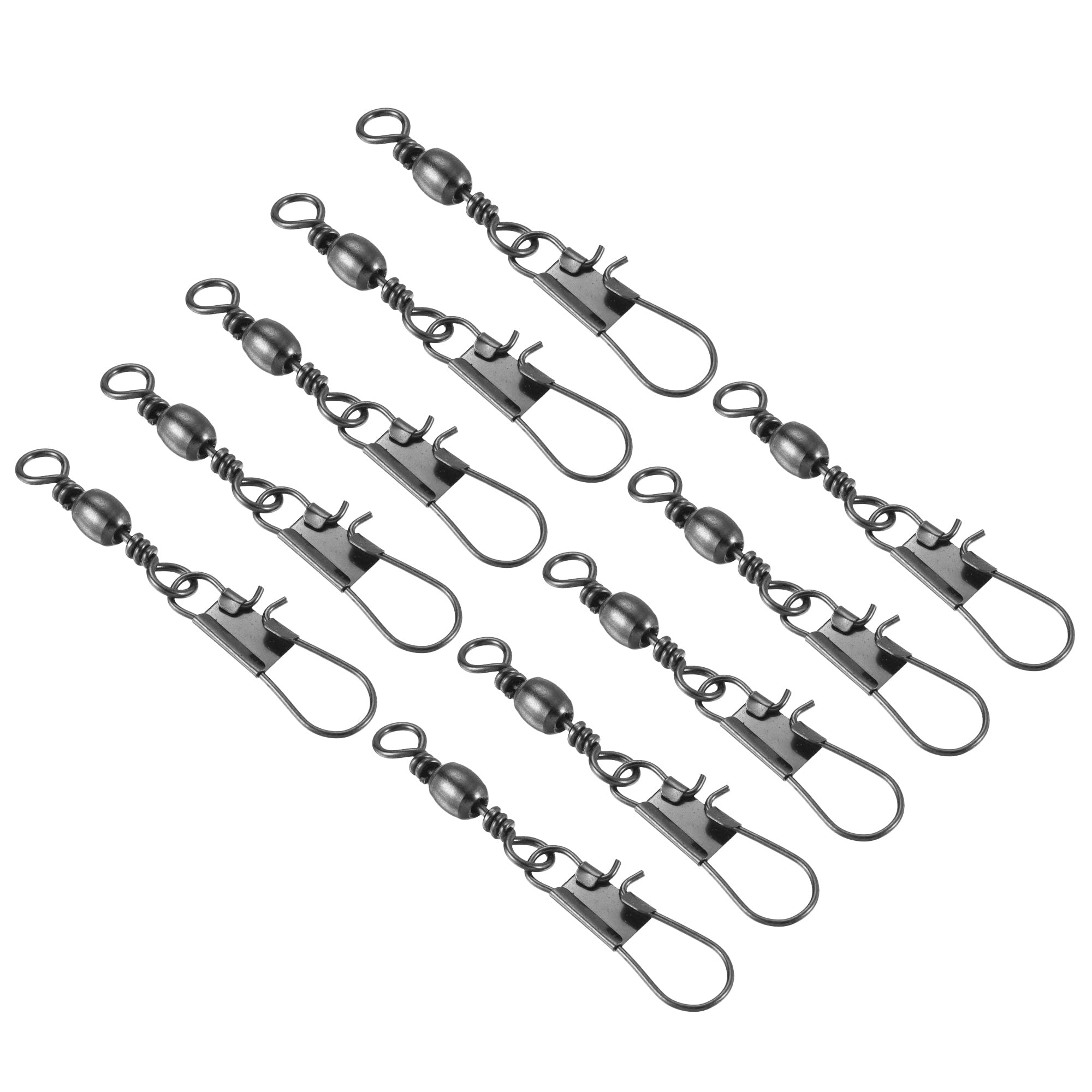 PATIKIL Fishing Barrel Swivel Snaps, 50Pcs 66LBS Stainless Steel Solid Ring Terminal Tackle for Saltwater Freshwater Fishing, Black