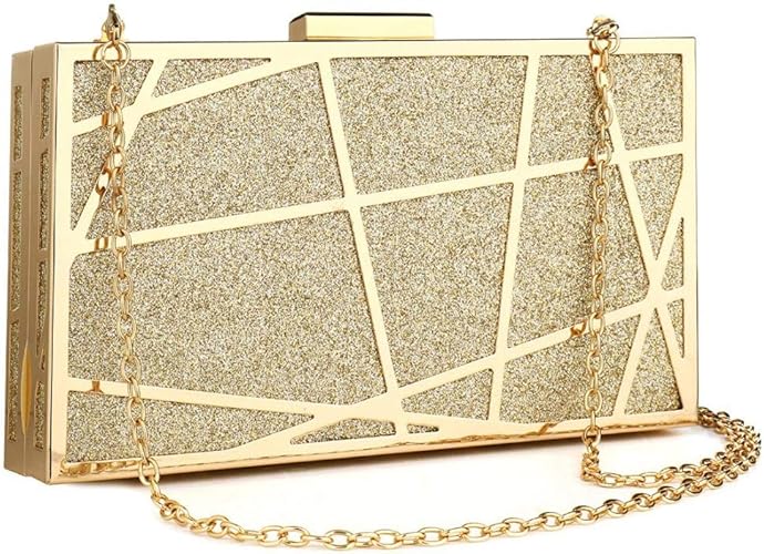 bronze glitter clutch bag