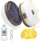 Camping String Lights Outdoor, 6 in 1 Outdoor Waterproof Portable stowable String Light with 8 Lighting Modes (40ft), Solar/U