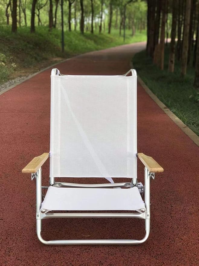 Amazon Chanodugリクライニングビーチチェア５ポジションホワイトフォールディングチェアローチェア Chanodug Outdoor チェア