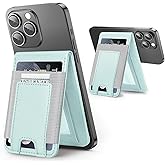 Miroddi MagSafe Wallet Stand, Leather Magnetic Phone Wallet for iPhone 16/15/14/13/12 Series, Strongest Magnetic Card Holder with Adjustable Stand, ID Window, Fits 10 Cards, RFID Blocking, Green