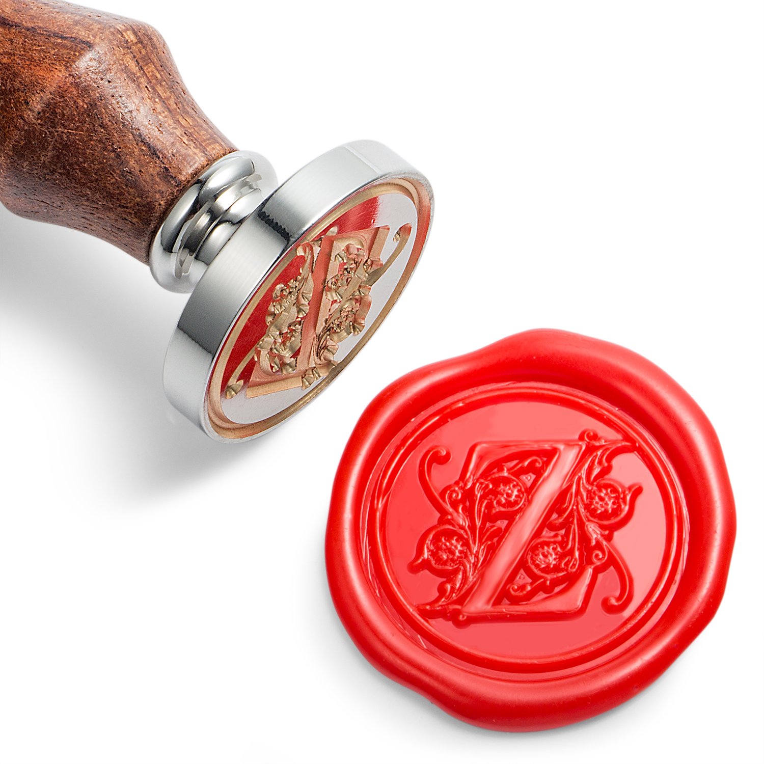 Mceal Wax Seal Stamp, Silver Brass Head with Wooden Handle, Regal Letter A to Z Series(Letter Z)