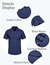 COOFANDY Mens Short Sleeve Button Down Shirts Linen