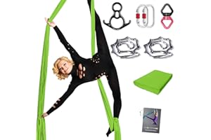 PRIOR FITNESS Aerial Silks Set, Professional Thicker Low Stretch Fabric 9/15/20 Yards Aerial Silk Swing Set with Hardware Guide, Yoga Starter Kit For Home, Aerial Yoga Hammock, Silks for Gymnastics, Antigravity Yoga, Inversion Exercise-All Levels