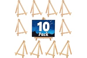 CZWZ 10 Pack 9 Inch Wood Easels,Art Craft Painting Easel,Table Top Easels for Painting, for Painting Party Displaying Canvases, Photos Mini Display Tripod Apply to Kids Artist Adults Students Etc